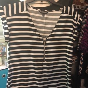 striped blouse with zipper